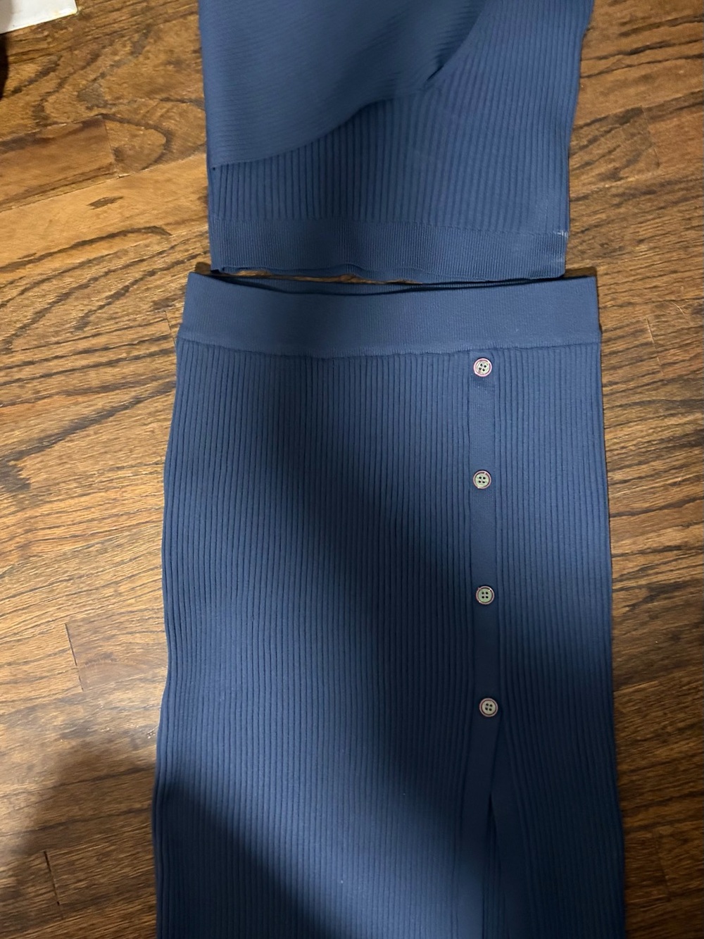 Current Air Navy Ribbed Two-Piece Skirt Set